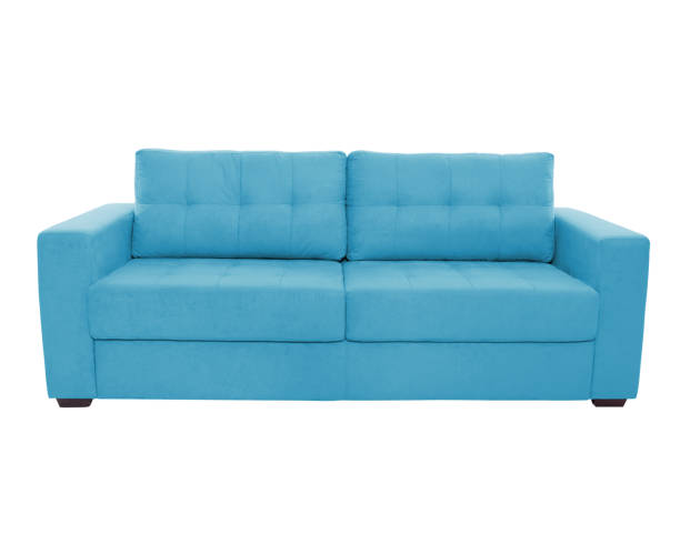 istock Three seats cozy color fabric sofa isolated on white background 1058950436