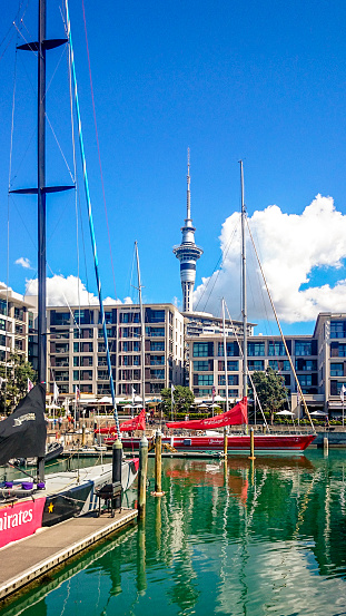 Auckland, New Zealand - March 01, 2015: Yachts mooring at Auckland Viaduct in New Zealand.