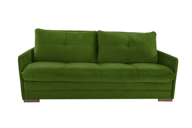 istock Three seats cozy fabric sofa isolated on white background 1058966630