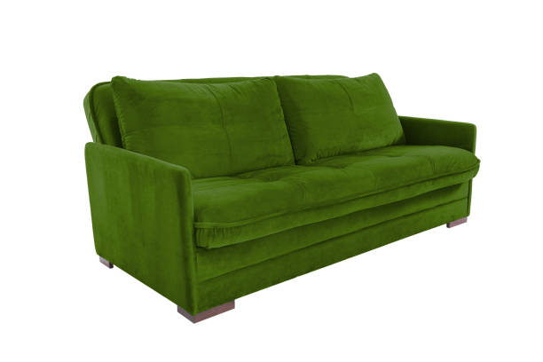 istock Three seats cozy brown fabric sofa isolated on white background 1058968420