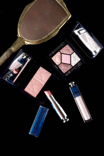 istock Set of make-up products on black background. 1058997876