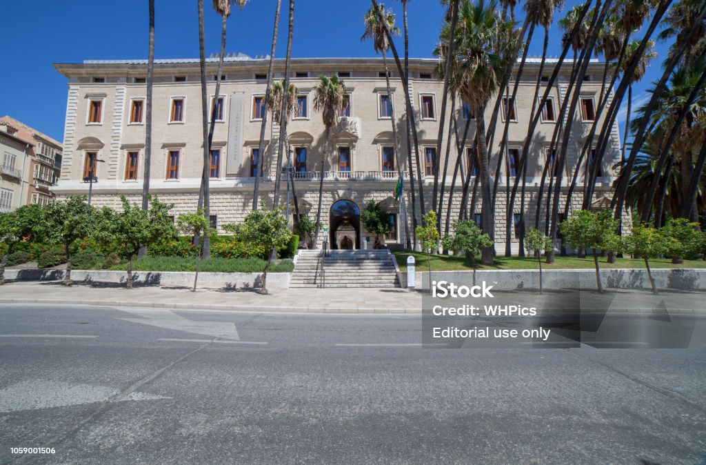 Palacio de la Aduana, Malaga, Spain Palacio de la Aduana, Malaga, Spain. Buidling currently for permanent museum. Entrance Andalusia Stock Photo