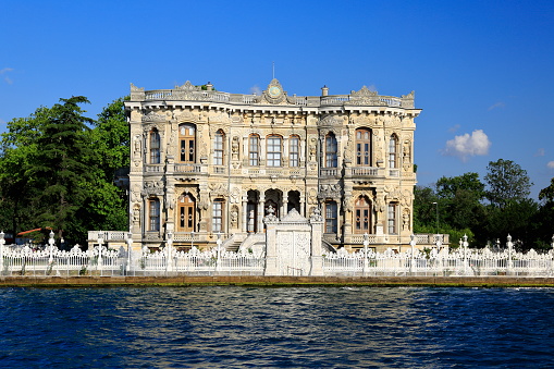 The Küçüksu Pavilion was built in 1856 in the Bosphorus and used as a guest house during the Ottoman period. Istanbul Turkey.