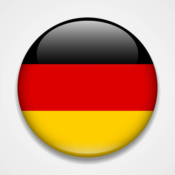 флаг германии. круглый глянцевый значок - german flag stock illustrations