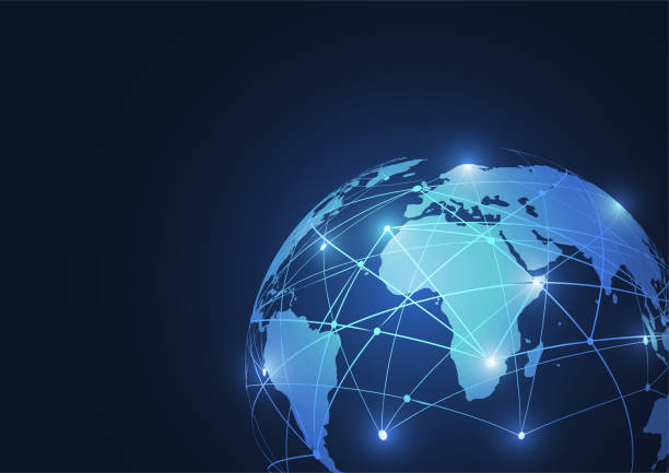 istock Global network connection. World map point and line composition concept of global business. Vector Illustration 1059012684
