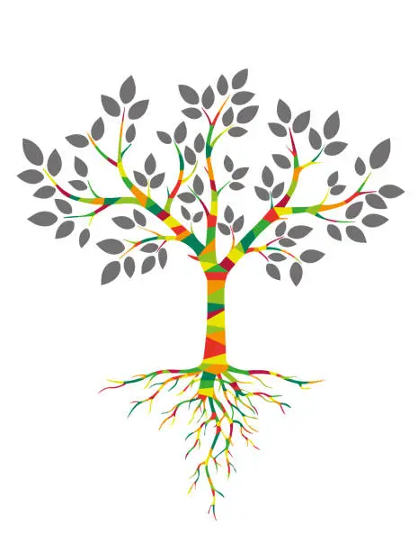 Vector illustration of Colorful tree with leaves
