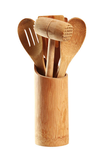 istock Bamboo Kitchen Utensil Set with Holder. Isolated with clipping path. 1059040940