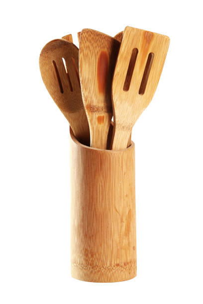 istock Bamboo Kitchen Utensil Set with Holder. Isolated with clipping path. 1059040948