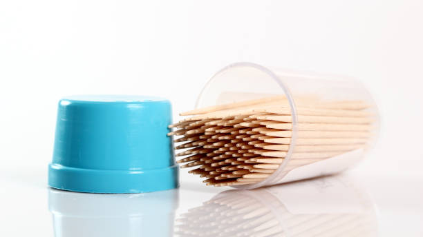 istock Pocket Wooden Toothpick Pack with Holder. Isolated on white background. 1059041026