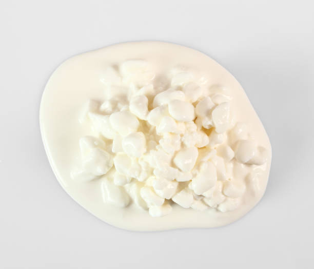 istock Cottage Cheese. Isolated on gray background with clipping path. Directly Above. 1059041218