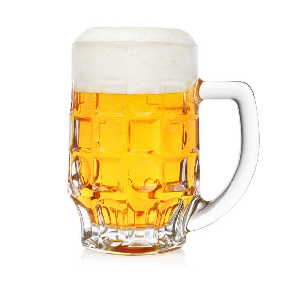 Cup of fresh beer with foam isolated on white background