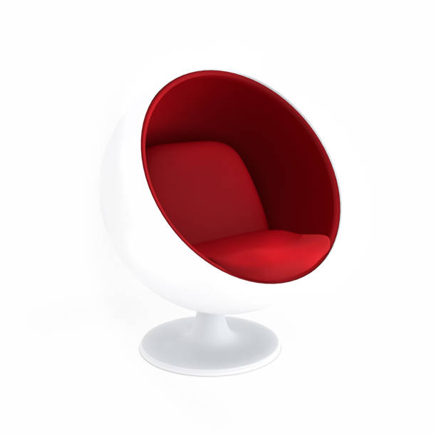 fauteuil oeuf isolé sur fond blanc. rendu 3d - isolated on white contemporary red white photos et images de collection