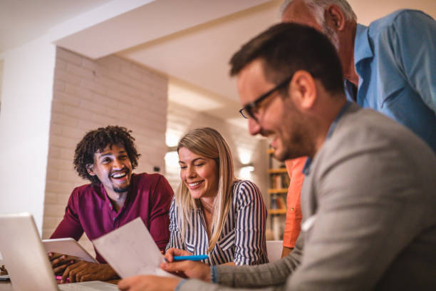 istock Lovely group of people working together 1059050374