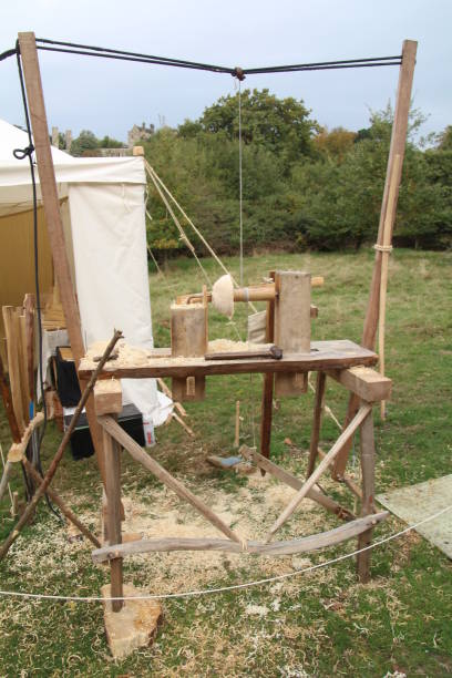 istock Old treadle powered wood turning lathe. 1059050624