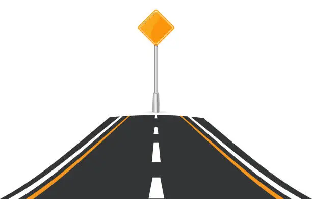 Vector illustration of Road and sign of detour.