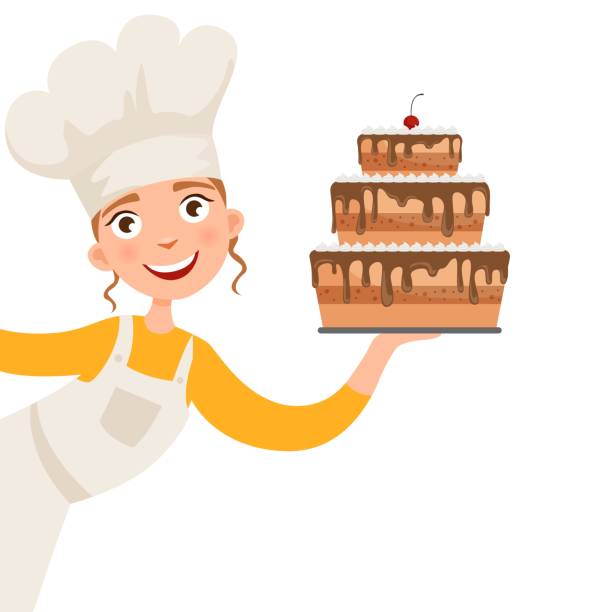 иллюстрация девушки - bread bakery women cake stock illustrations