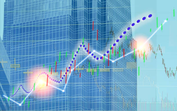 istock Stock index graph and chart in modern building background (blue bull chart) 1059058084