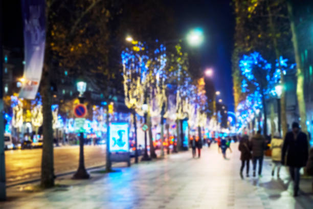 istock street in Paris, Christmas decoration 1059070620