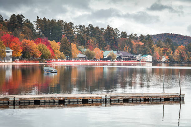 istock Lake Algonquin, surrounded by brilliant fall foliage in Wells, NY, ADK Mountains 1059071748
