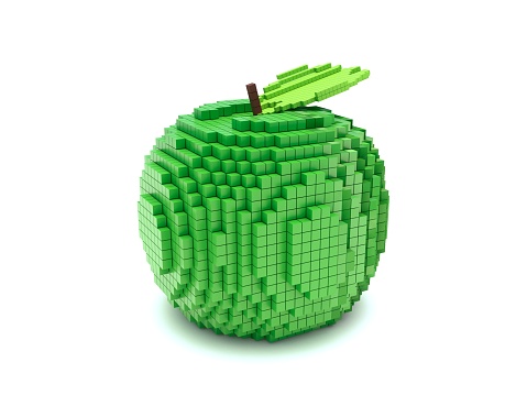 3D illustration of green apple