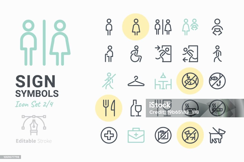 Sign Symbols icon set 2 Toilet stock vector