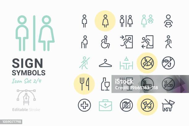 Sign Symbols Icon Set 2 Stock Illustration - Download Image Now - Toilet, Icon Symbol, Bathroom
