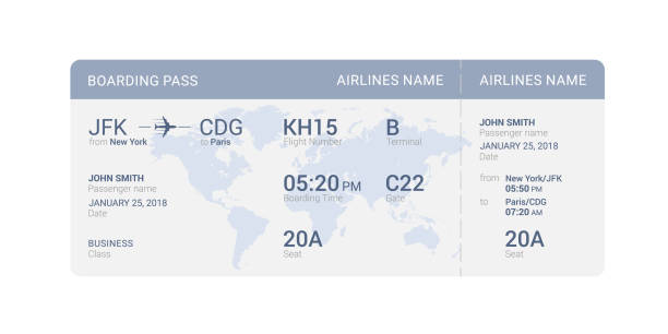 青の搭乗券 - 飛行機の搭乗券点のイラスト素材／クリップアート素材／マンガ素材／アイコン素材