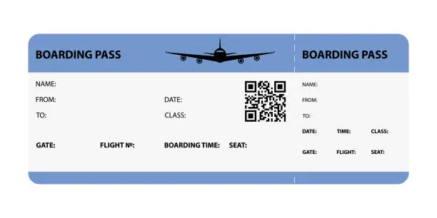 Vector illustration of Blue boarding pass
