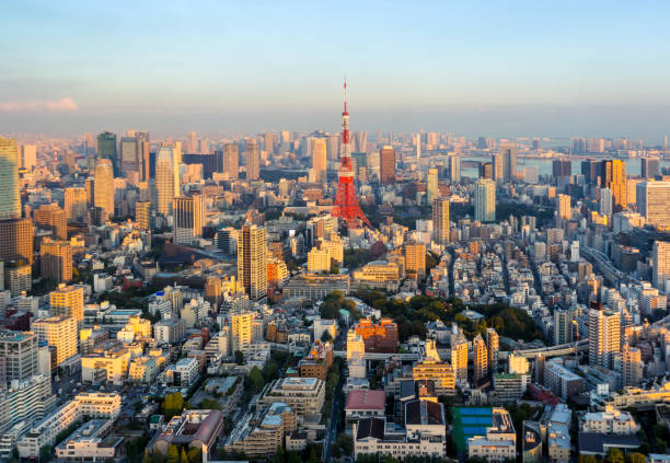 istock Tokyo city skyline at sunset , Japan 1059081298
