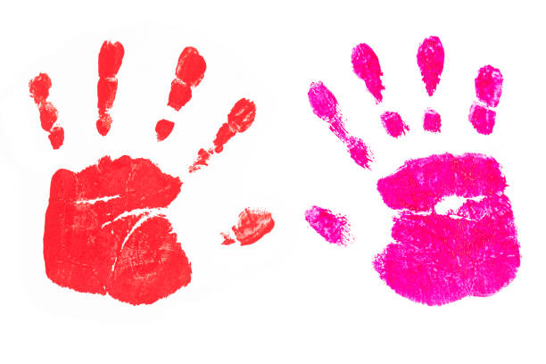 istock Handprints by children isolated on a white background 1059087258
