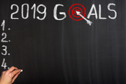 New year 2019 resolutions goal blackboard