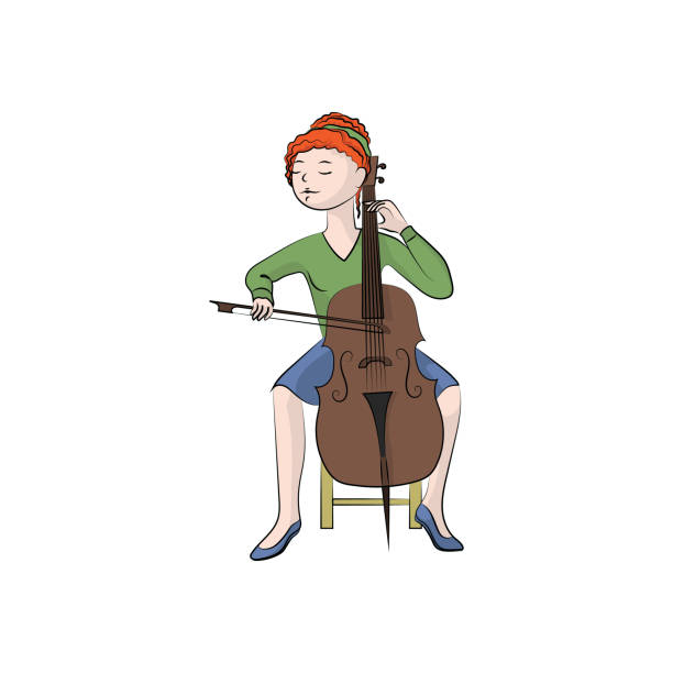 istock The girl (woman) plays the cello. Vector color illustration. 1059091616