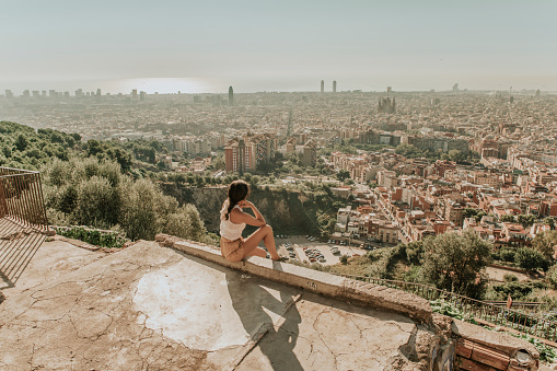 Woman looking at Barcelona
