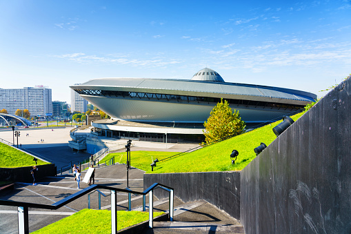 KATOWICE, POLAND - OCT 11, 2018: Spodek hall arena and the International Conference Centre. In December 2018 it will hold ONZ United Nations Framework Convention on Climate Change - COP24.