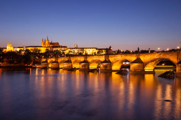 istock Charles Bridge in Prague at night, Czech Republic 1059104390