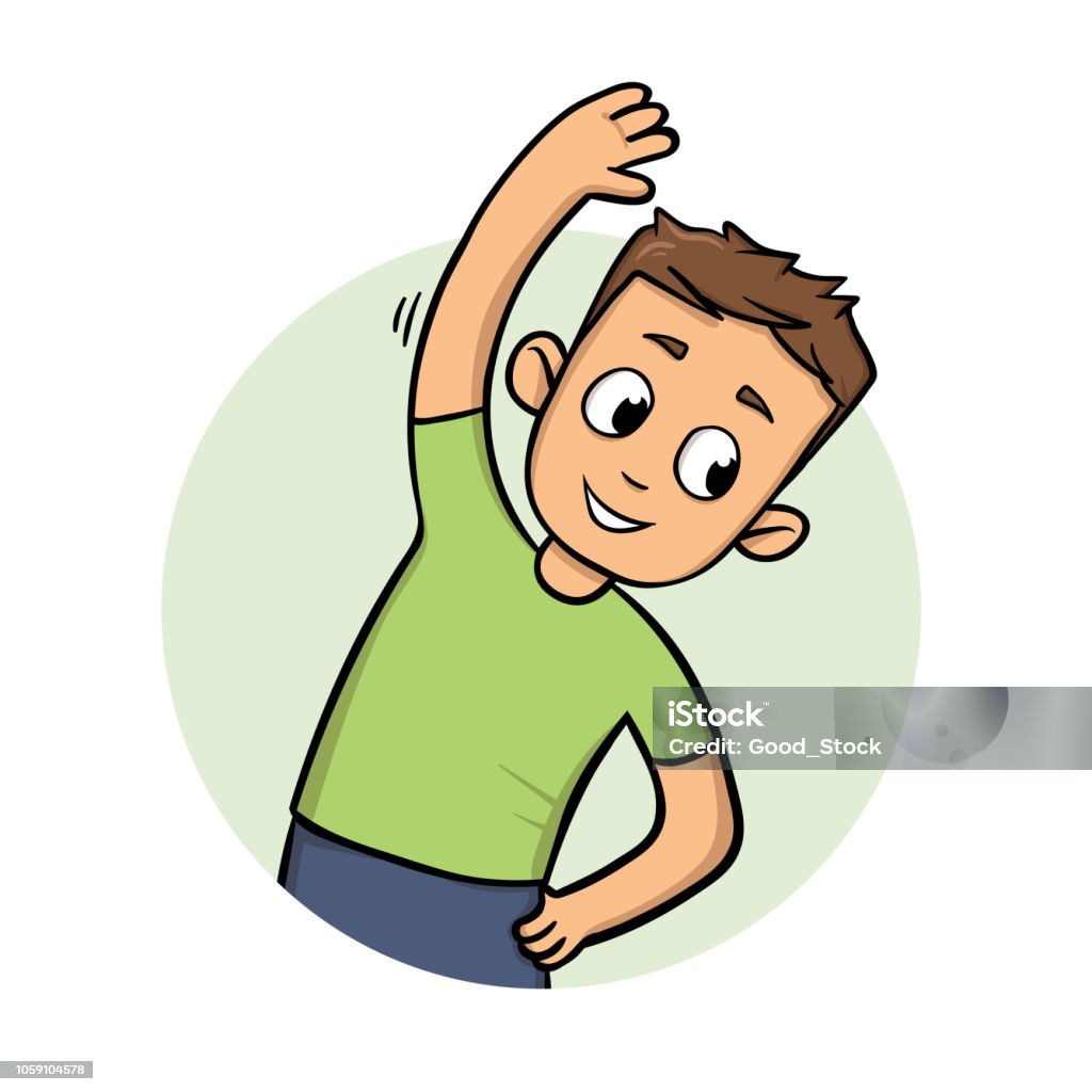 Funny Guy Stretching And Exercising Active Lifestyle Cartoon Design Icon  Flat Vector Illustration Isolated On White Background Stock Illustration -  Download Image Now - iStock