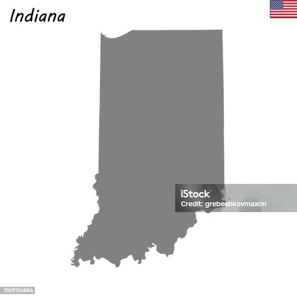 High Quality Map State Of United States Stock Illustration - Download Image Now - Indiana, Outline, Vector