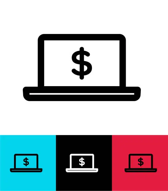 Vector illustration of Earn from Laptop icon