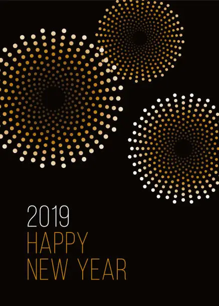 Vector illustration of Happy New Year background with fireworks.