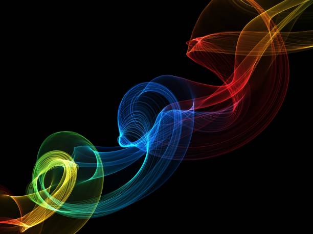 istock abstract colorful wavy smoke flame over black background. 1059110094