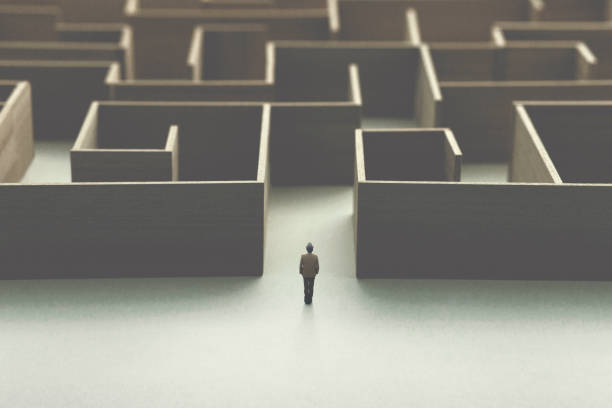 man entering wooden maze