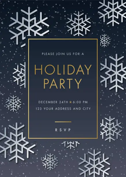 Vector illustration of Holiday Party invitation with Snowflake