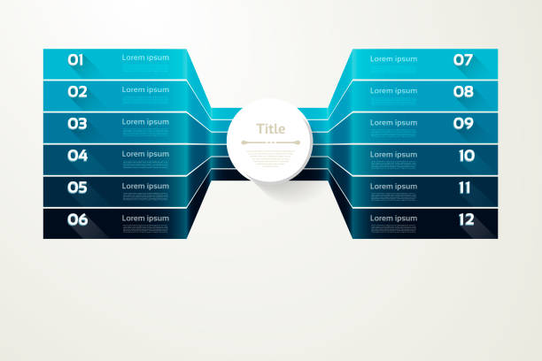 ilustrações de stock, clip art, desenhos animados e ícones de vector progress background. template for diagram, graph, presentation and chart. business concept with 12 options, parts, steps or processes. abstract background. eps 10 - diagram graph three dimensional shape chart