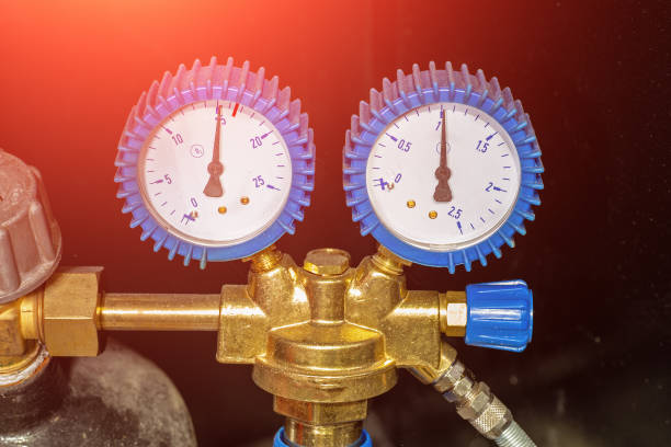 istock High pressure gauge equipment meters or manometers on automatic fire extinguishing system, close up 1059115964