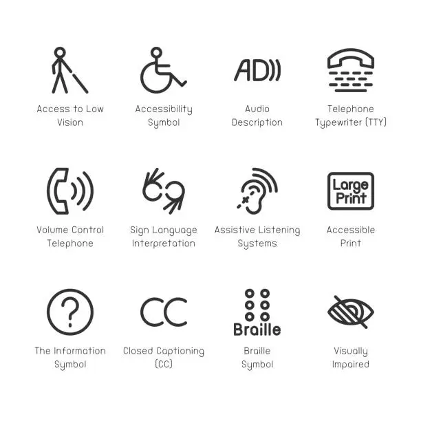 Vector illustration of Disabled Accessibility Icons - Line Series