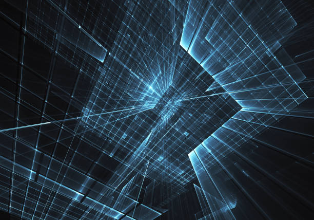 istock Abstract 3D fractal background, texture. Virtual Neon City 1059127284