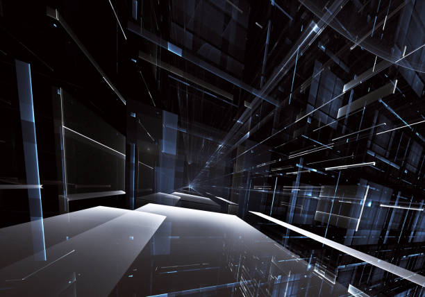 istock Abstract 3D fractal background, texture. Virtual Neon City 1059127456