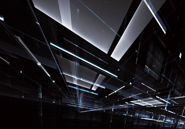 istock Abstract 3D fractal background, texture. Virtual Neon City 1059127512