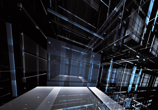 istock Abstract 3D fractal background, texture. Virtual Neon City 1059127520