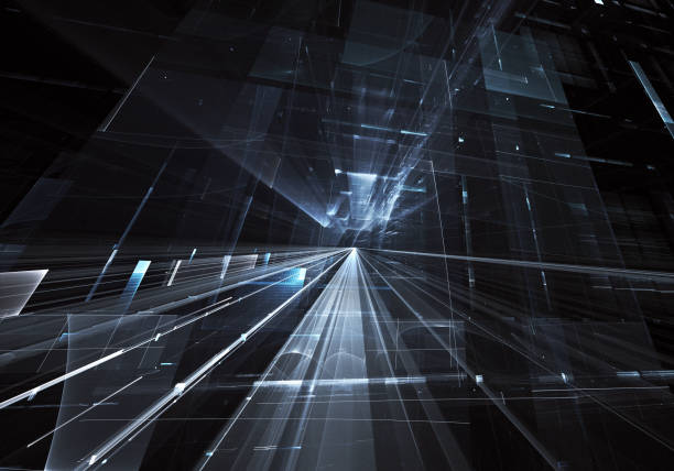 istock Abstract 3D fractal background, texture. Virtual Neon City 1059127540
